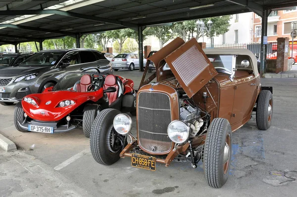 Ales France September 2018 Hotrod Ford 1936 Engine Parking Lot — Stock Photo, Image