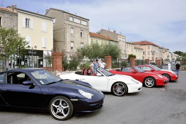 Ales Francia Septiembre 2018 Porsche Sports Car Rally Parking City — Foto de Stock