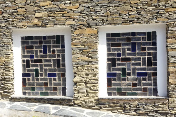 Ground Floor Window Made Colored Glass Bricks — Stock Photo, Image