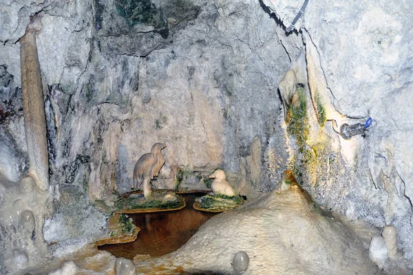 Skamieniała fontanna Saint-Nectaire lub sztuka wapienia — Zdjęcie stockowe