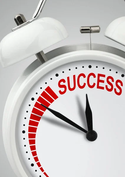 Time to success concept, long way to success, clock with inscrip — Stock Photo, Image