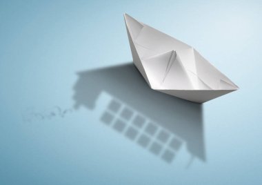 kavram nakliye, tekne konteyner gemisi gölge kopya alanı ile kağıt