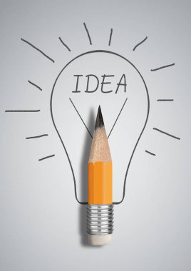 Yaratıcı bir fikir kavramı, kalemle çizilmiş ampul