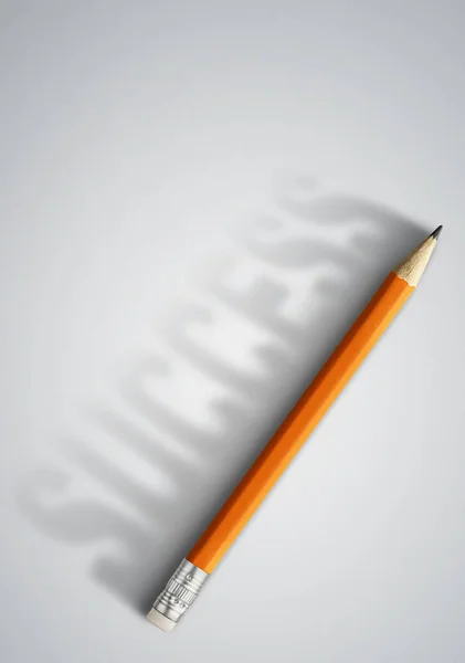 Éxito empresarial concepto creativo, lápiz con sombra de éxito — Foto de Stock
