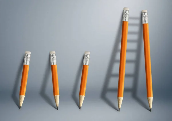 Sikeres erőfeszítés és kihívás az üzleti koncepció, ceruza stai Stock Kép