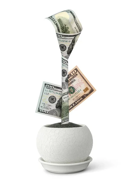 Finans tillväxt koncept, växande pengar i potten — Stockfoto