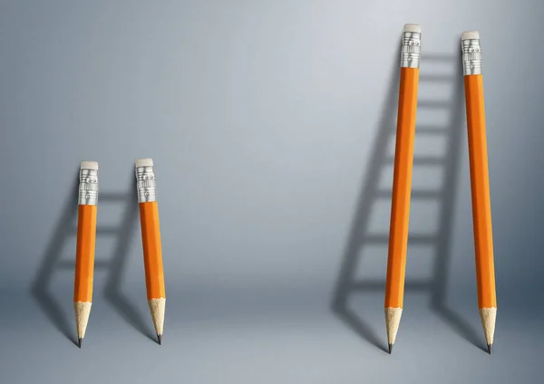 Esforço bem sucedido e desafio no conceito de negócio, lápis stai Imagem De Stock