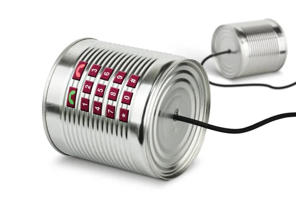 Conceito Comunicação Global Latas Antigas Telefone — Fotografia de Stock