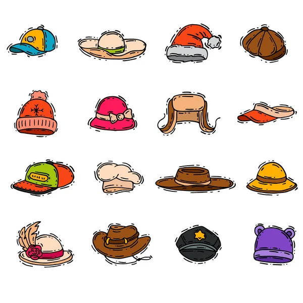 Diferentes vacaciones carnaval sombrero moda accesorio fiesta celebración para masquerad ropa vector ilustración — Vector de stock