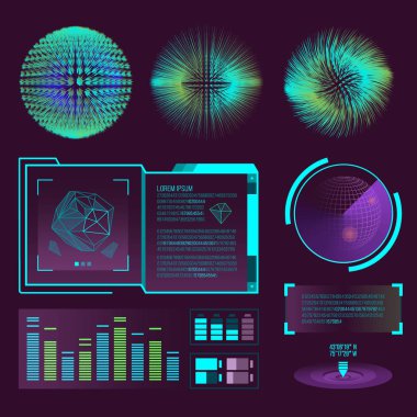 Futuristik bir arayüze alanı grafik Infographic oyun ve UI ux öğeleri hud tasarım grafik dalga hareket hologram vektör çizim bar.