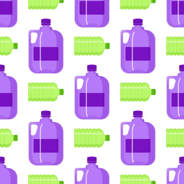 Botella de agua de plástico vector en blanco naturaleza limpia patrón sin costuras fondo líquido aqua fluido en blanco plantilla silueta plantilla ilustración . — Vector de stock