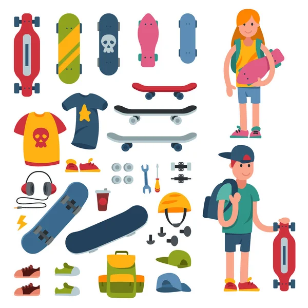 Vectorillustratie trucs skateboarder actieve mensen park sport extreme buiten actieve skateboarden stedelijke springen. — Stockvector