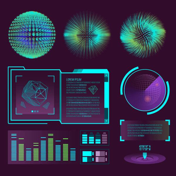 Futuristic interface space motion graphic infographic game and ui ux elements hud design graph wave bar hologram vector illustration.