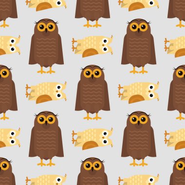 Baykuş kuş sevimli karakter uyku tatlı owlet Dikişsiz desen arka plan vektör çizim karikatür.