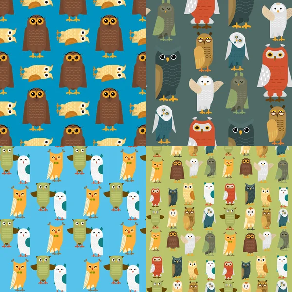 Cartoon Uil vogel schattig karakter slaap zoete owlet naadloze patroon achtergrond vectorillustratie. — Stockvector