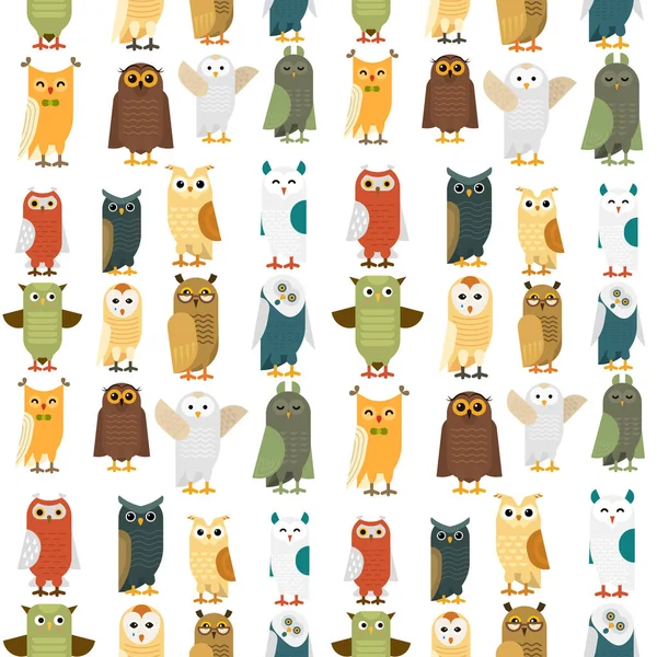 Cartoon Uil vogel schattig karakter slaap zoete owlet naadloze patroon achtergrond vectorillustratie. — Stockvector