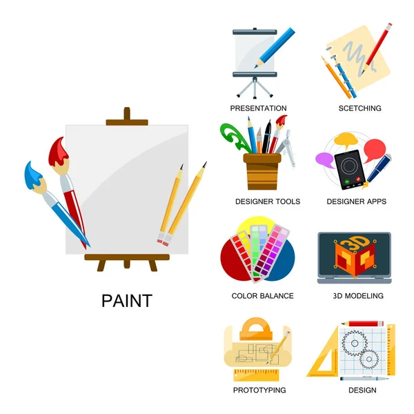 Yaratıcılık simgeler hayal illüstrasyon soyut renkli düz yaratıcı süreç tasarım geliştirme öğelerine vektör.