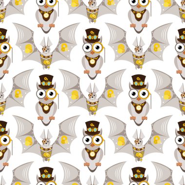 Stilize metal steampunk mekanik robotlar hayvanlar makine Buhar dişli böcek punk sanat makine Dikişsiz desen arka plan vektör çizim.