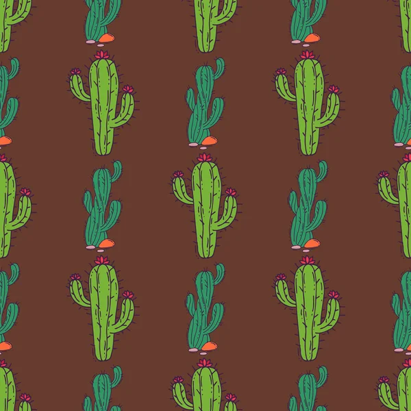 Cactus casa naturaleza vector ilustración de planta verde árbol cactáceo con flor sin costura patrón de fondo — Vector de stock