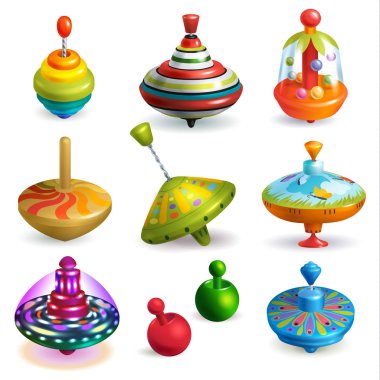 Spinner uğultu ve renkli iplik oyun illüstrasyon dizi karikatür çocuksu dön hareket spin beyaz arka plan üzerinde izole çalmaya kalkış en iyi oyuncak vektör çocuklar