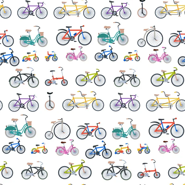 Fiets sport fietsen vector vervoer stijl oude rijden voertuig zomer vervoer illustratie hipster romantische reizen rit wiel pedaal cyclus naadloze patroon achtergrond. — Stockvector