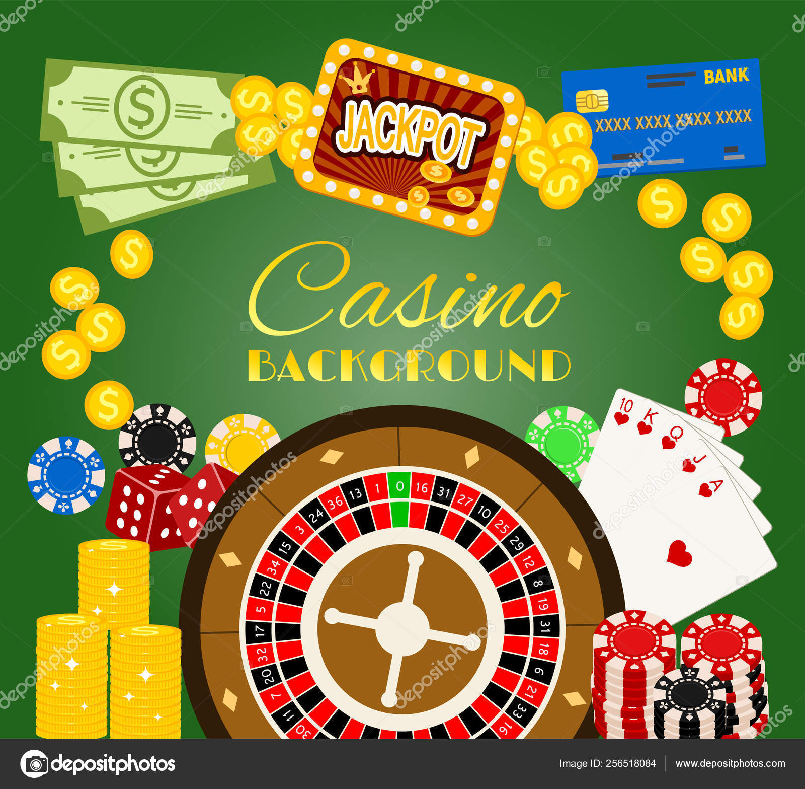 Fundo Casino Com Cartão Jogo Ouro Dados Ouro imagem vetorial de