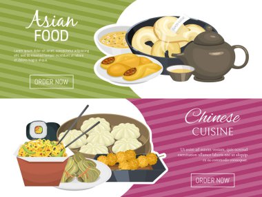 Çin sokak, restoran veya ev yapımı gıda etnik menü afiş vektör illüstrasyon. Asya yemek tabağı. Geleneksel baharatlı meze atıştırmalık posteri. Çin pişirme pazarı veya gıda festivali kültürü.