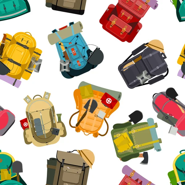 Rucksack Rucksack Reise Touristenrucksack Outdoor Wandern Reisender Rucksack Gepäck Gepäckvektor Illustration. — Stockvektor