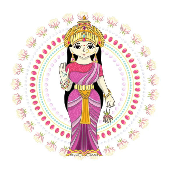 インドの神は女神と神のようなアイドル ガネーシャ白い背景に分離されたアジアの敬虔な宗教のインド図セット内のヒンドゥー教の神格をベクトルします。 — ストックベクタ