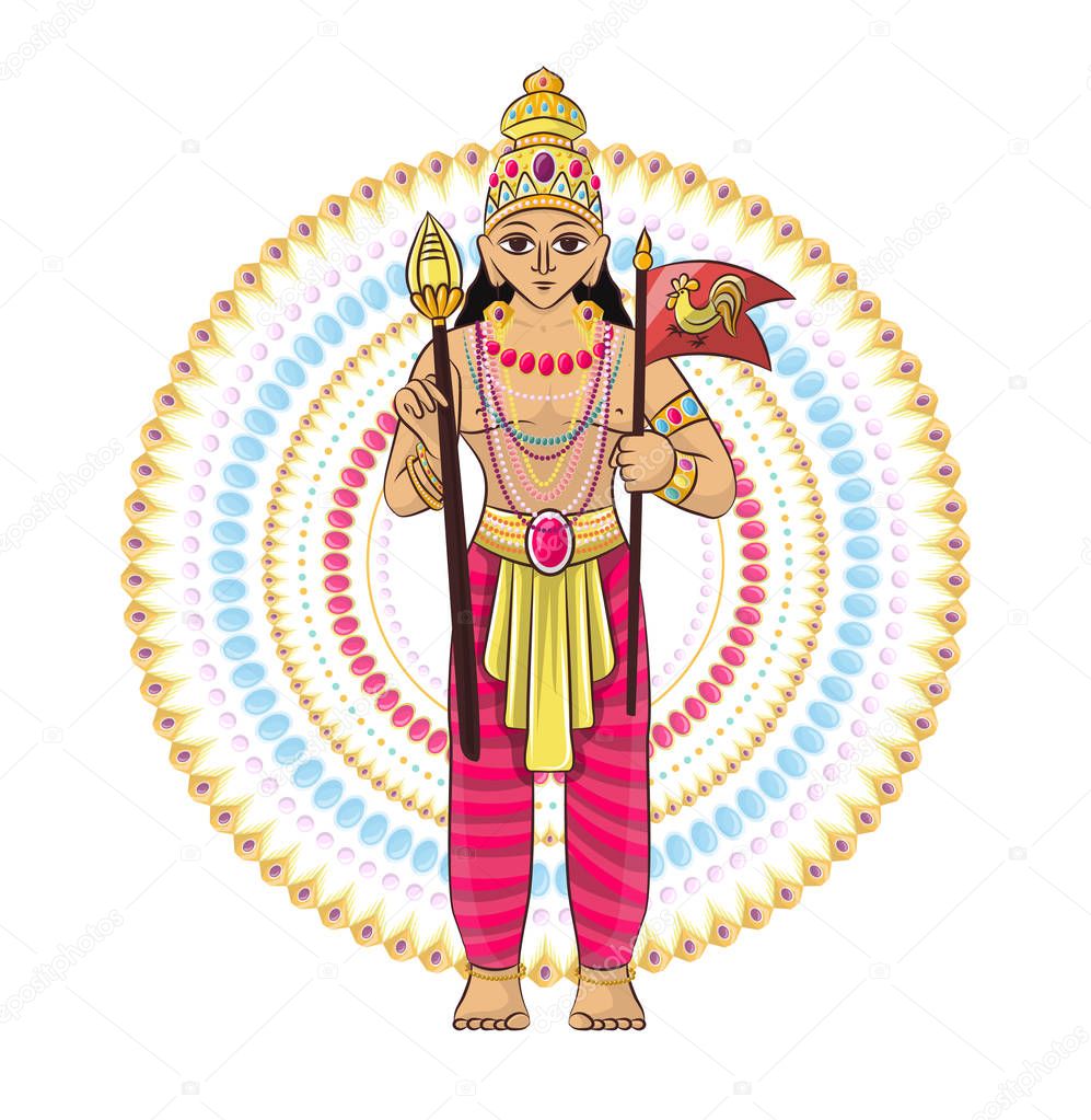 Indian god vector hinduism godhead of goddess and godlike idol Ganesha in India illustration set of asian godly religion isolated on white background