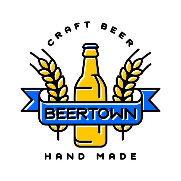 Vintage craft beer retro design element, emblem, symbol or icon, pub label, badge. Business signs template logo brewery identity hand made