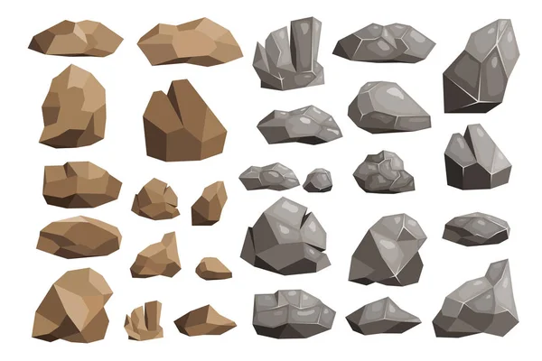 Piedra roca roca montaña o acantilado rocoso con materiales pedregosos de geología en Rockies piedra montañosa ilustración conjunto aislado sobre fondo blanco —  Fotos de Stock