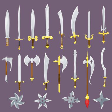 Keskin bıçak ve korsanlar bıçak illüstrasyon broadsword arka planda izole set ile şövalye Kılıç ortaçağ silah