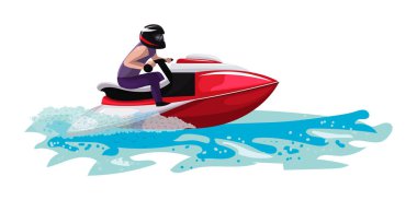 Beyaz arka planda izole deniz dalgaları ile motorlu tekne sürat teknesi gemi taşımacılığı nda yaz tatili deniz illüstrasyon deniz seti okyanus illüstrasyon seyahat tekne vektör sürat motorlu tekne yat