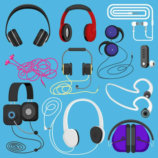 Headphones illustration headset to listen to music for dj and audio earphone devices illustration stereo headgear and earbuds set isolated on white background — Stock Photo, Image
