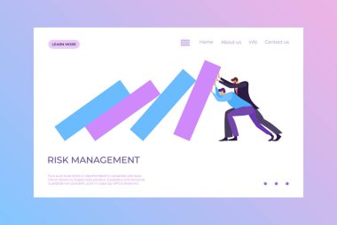 İş takım çalışması düşen küresel krizi, risk yönetimi konsepti düz vektör illüstrasyonunu finanse etmeyi durdurur. Karakter erkek kadın dünya ekonomisini durdurmaya çalışıyor.