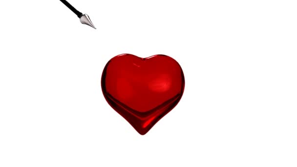 Heart Pierced Arrow Symbol Love Valentine Day Isolated White Background — Stock Video