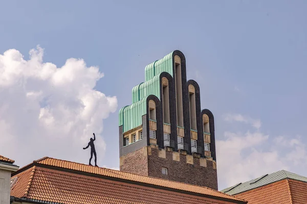 Mathildenhoehe Med Ryska Kapell Och Bröllop Tower Darmstadt Blå Himmel — Stockfoto