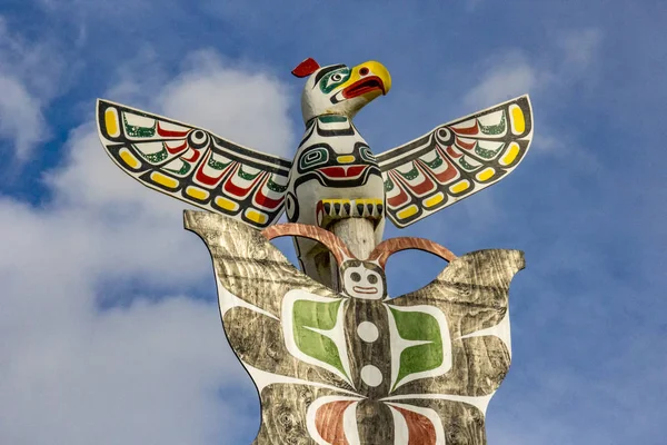 Vecchie Maschere Totem Tradizionali Legno Canada — Foto Stock