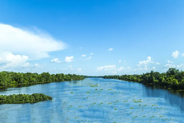 Vue Sur Rivière Missisippi Avec Son Large Lit Rivière Nature — Photo