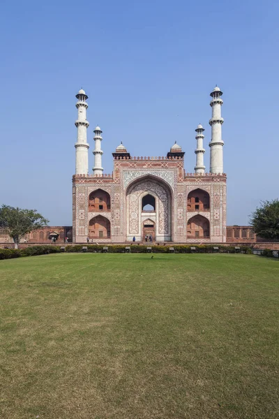 Famous Akbars Tomb Agra Blue Sky — Stock Photo, Image