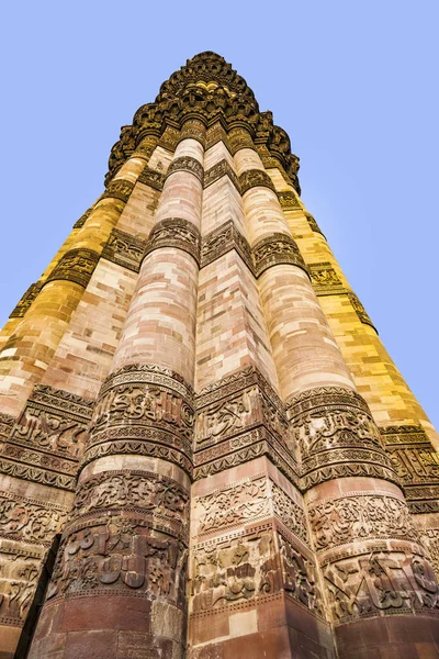 Qutb Minar Delhi Światy Najwyższa Cegła Zbudowana Minaret 72M Zbudowany — Zdjęcie stockowe