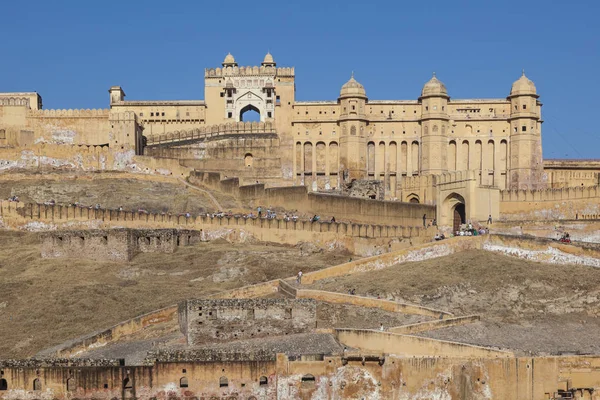 Beau Fort Ambre Jaipur Inde Sous Ciel Bleu — Photo
