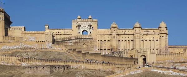 Bela Amber Fort Jaipur Índia Sob Céu Azul — Fotografia de Stock