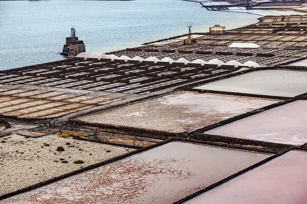 サリナスに塩流域の詳細 Janubio ランサローテ島 — ストック写真