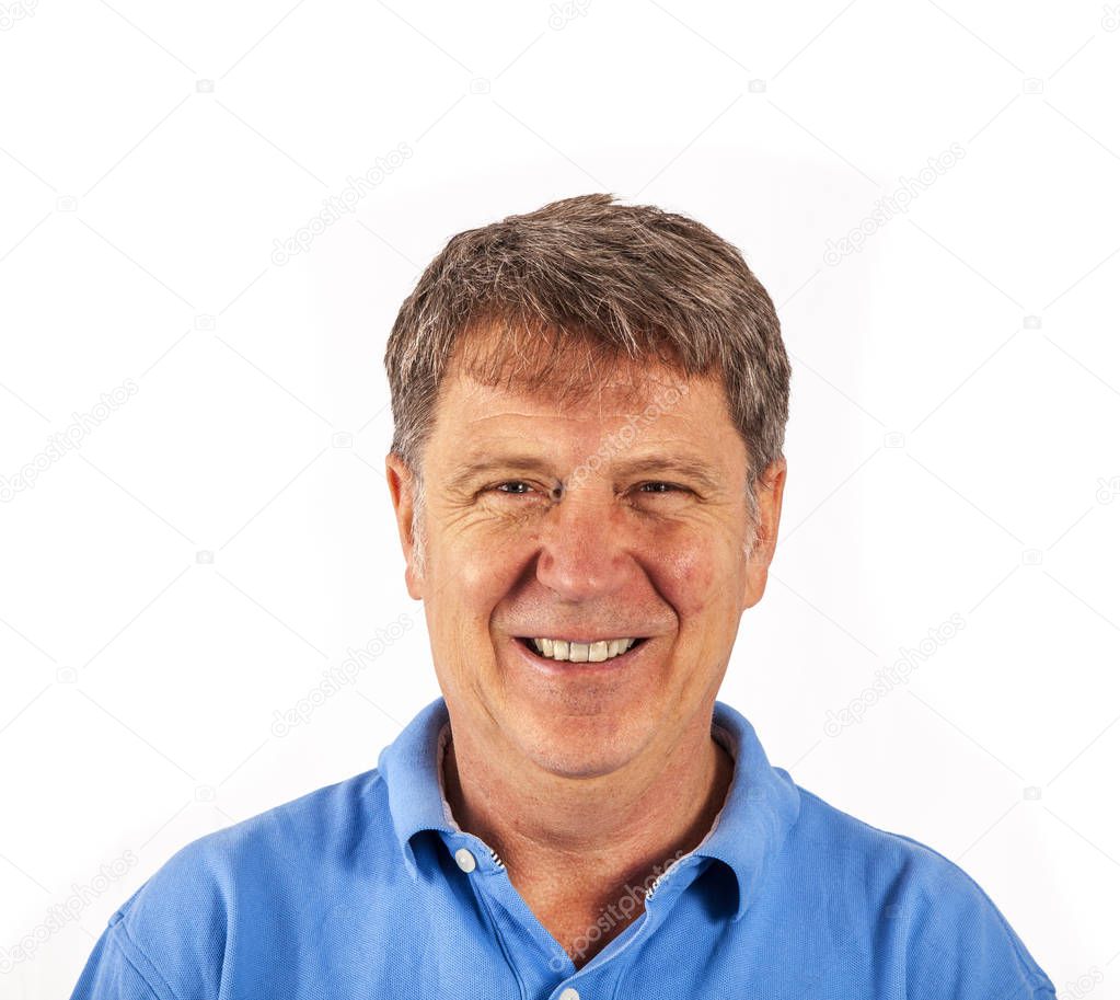 attractive man dressed casually in studio isolated on white