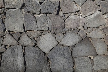 lanzarote, Kanarya Adaları, İspanya'dan siyah volkanik taş duvar dokusu.