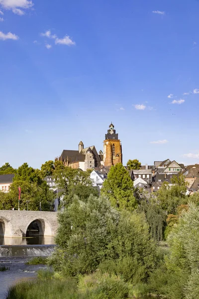 Vecchio Ponte Lahn Vista Sulla Famosa Cupola Wetzlar Germania — Foto Stock