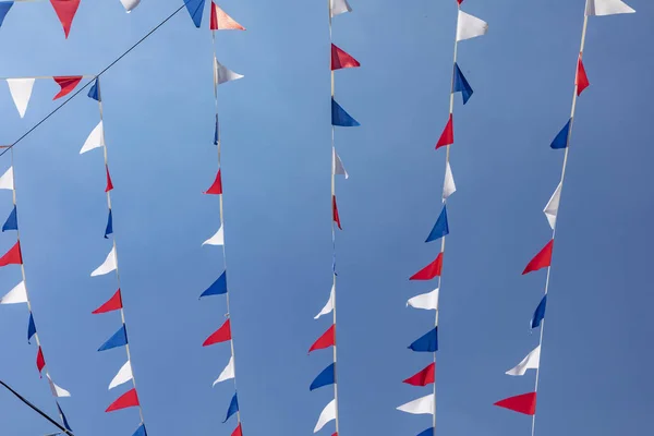 Bayrak Fransa Mavi Beyaz Mavi Gökyüzü Arka Plan Üzerinde Kırmızı — Stok fotoğraf