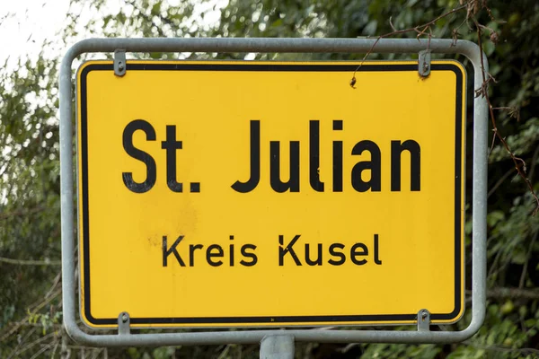Yellow Town Sign Sankt Julian Germany — Stock Photo, Image